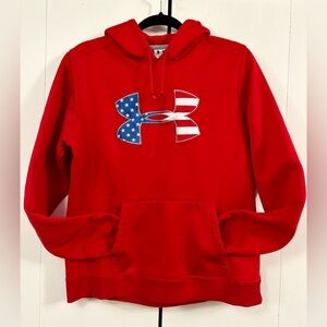 UNDER ARMOUR Men’s L Red White Blue Hoodie American Flag Logo